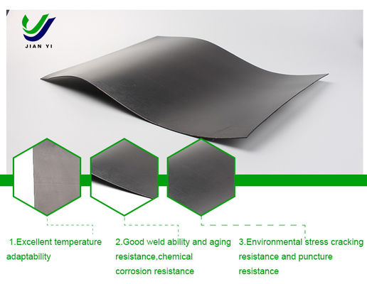 ژئوممبران صاف HDPE با مقاومت شیمیایی عالی برای ضد نفوذ در دفن زباله و پرورش کشاورزی