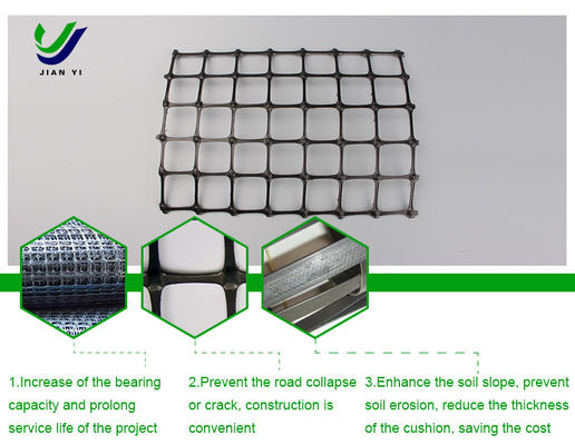 جاده تقویت شده بی آکسیال پلاستیک Geogrid ضد اسید و قلی 15 ~ 50KN / m