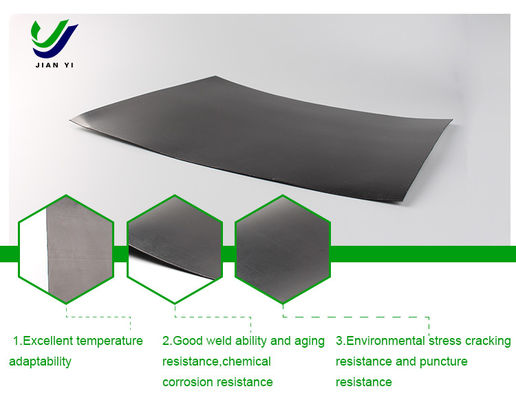 راه حل مدیریت زباله ها HDPE ژئوممبران صاف با مقاومت شیمیایی عالی و مقاومت در برابر دمای بالا