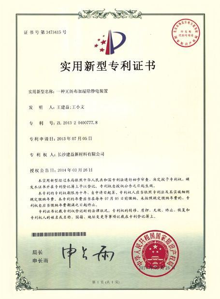 چین Changsha Jian-Yi New Material Co., Ltd. گواهینامه ها