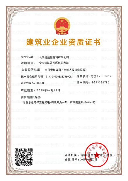 چین Changsha Jian-Yi New Material Co., Ltd. گواهینامه ها