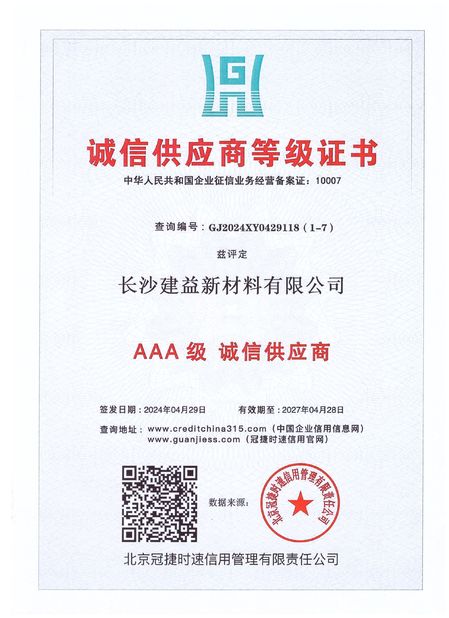 چین Changsha Jian-Yi New Material Co., Ltd. گواهینامه ها